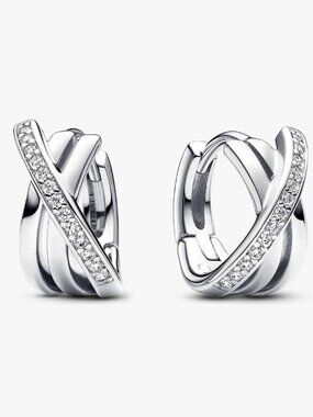 Pandora Crossover Pav�� Hoop Earrings